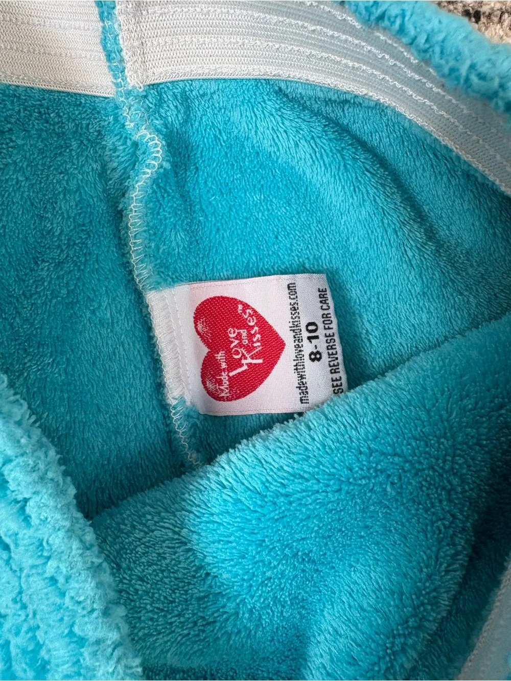 Soft size 8/10 Love and Kisses  Girls Plush Shorts in Turquoise and Pink